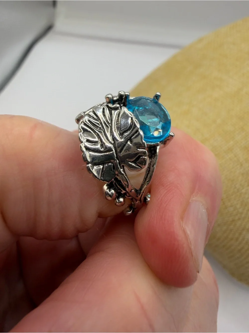 Jeweled DragonFly Ring Silver Band Blue Color Cubic Zirconia Insect Women’s 6